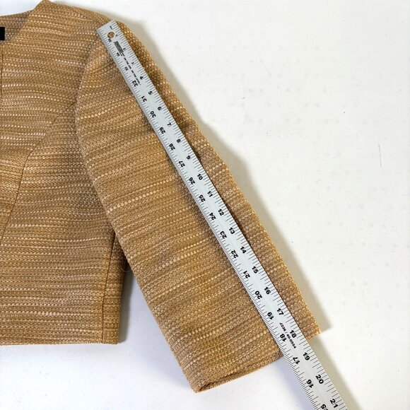 Talbots Blazer Size 12 Gold Metallic Back Pleats Short Jacket Career Party - Picture 9 of 11